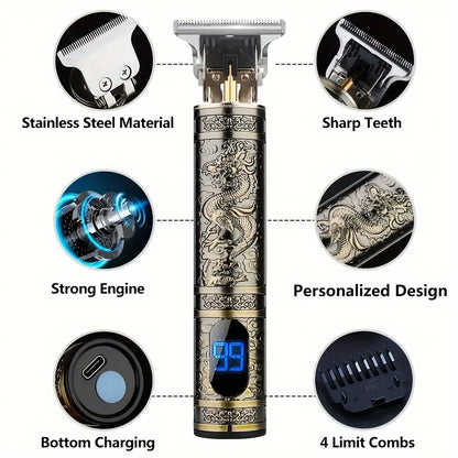 Electric Hair Clipper With LCD Display Oil Head Hair Cutting Machine