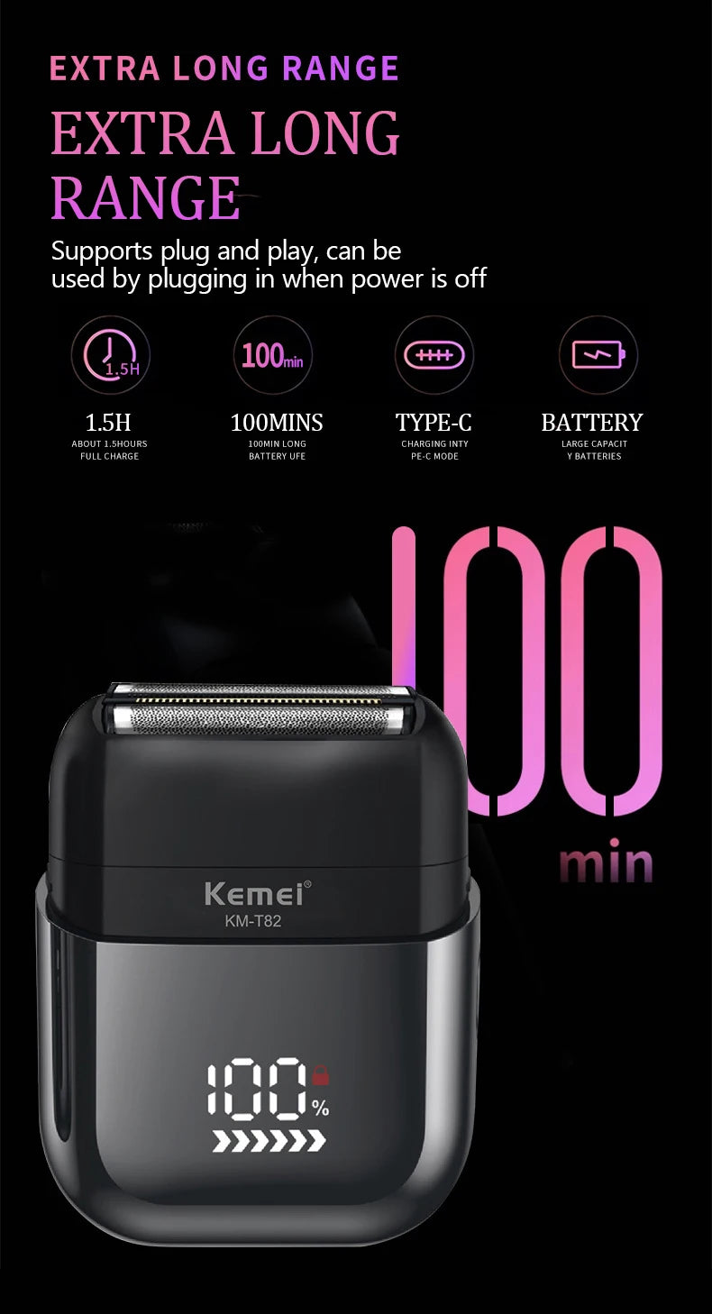 Kemei Electric Shaver Mini Portable Shaver Electric Razor for Men