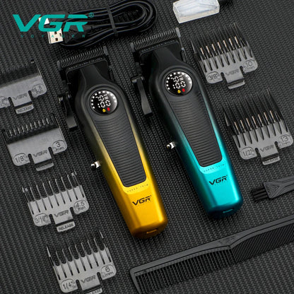 VGR 196 Professional Hair Clipper DLC Blade LED Display