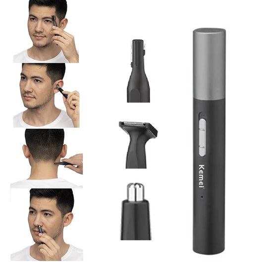 Kemei Pro Rechargeable Nose Hair Trimmer Pen Beard Grooming Kit
