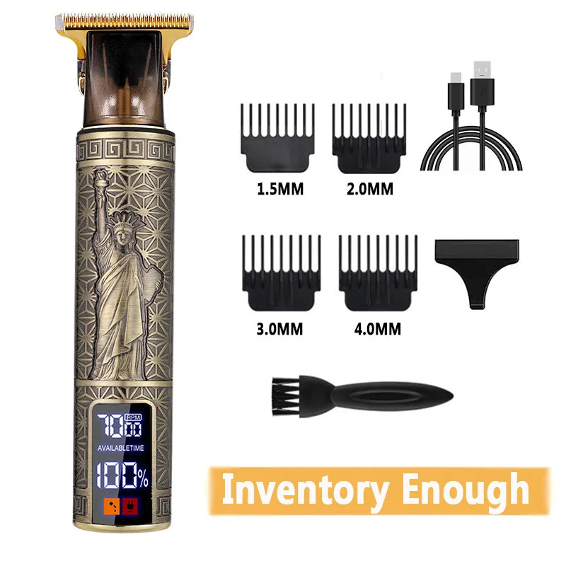 Electric Barber T9 Upgraded LCD Rechargeable Retro Oil Head