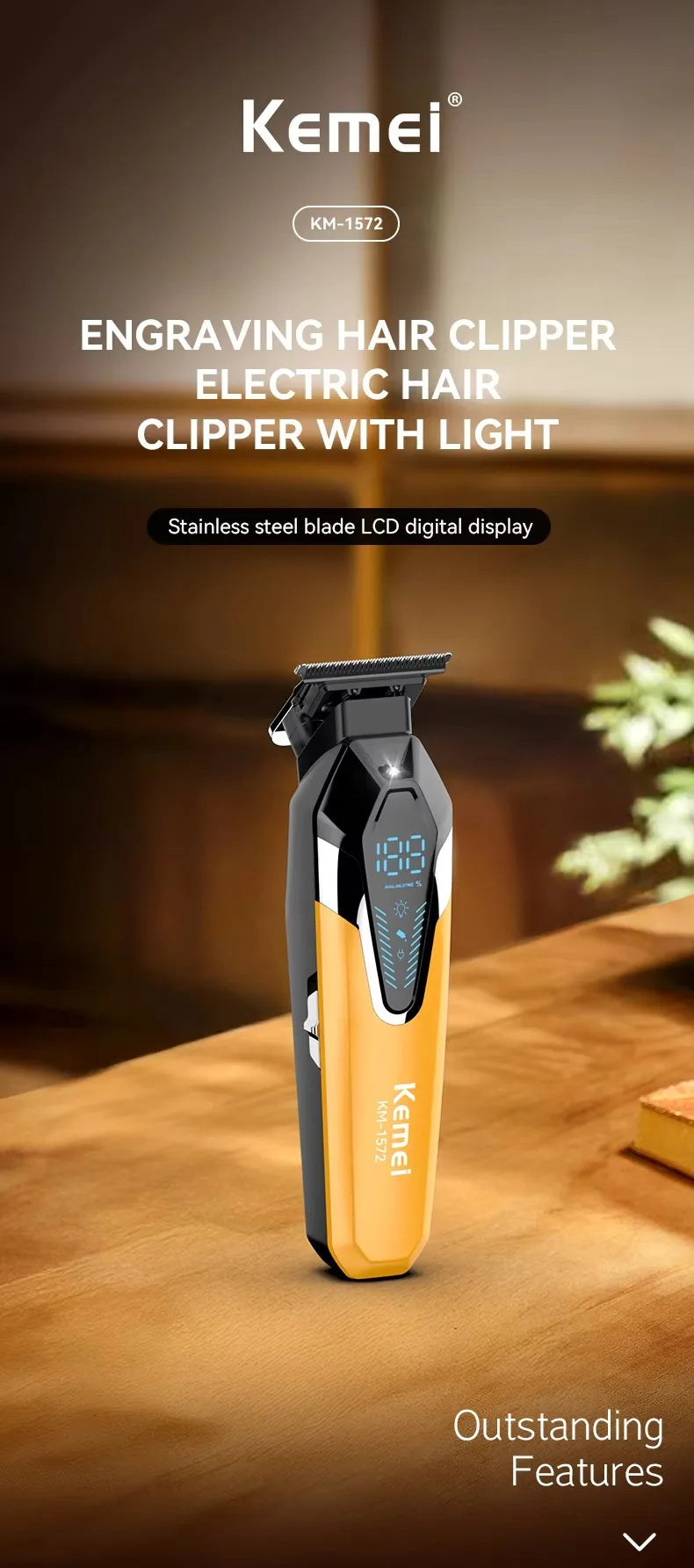 Kemei Hair Trimmers Electric Clippers Professional Hair Trimmers KM-1572