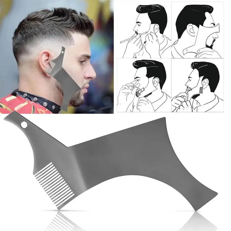 Stainless Steel Beard Stencil Modeling Comb