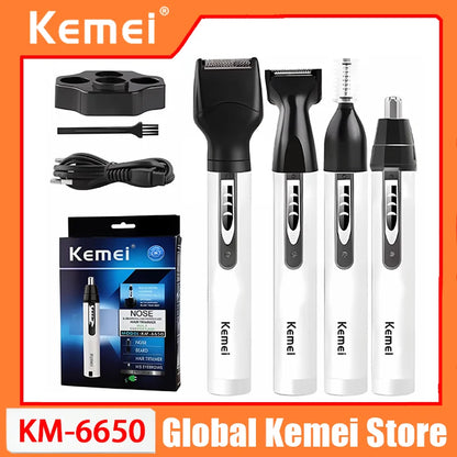 Kemei 6650 4in1 Rechargeable Nose Ear Hair Trimmer