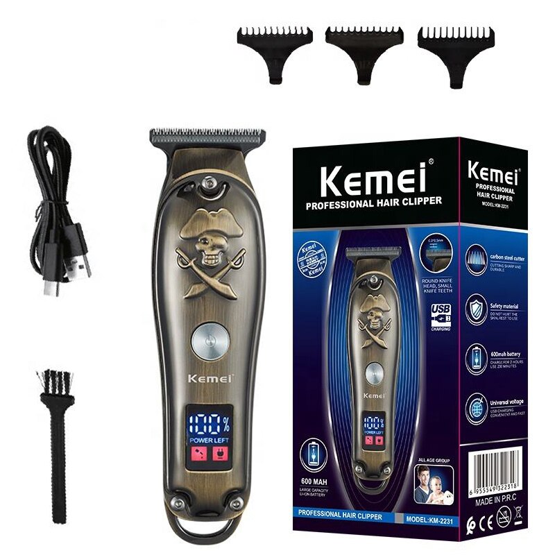 Original Kemei Full Metal Hair Trimmer For Men Groomer Cordless Hair Clippers