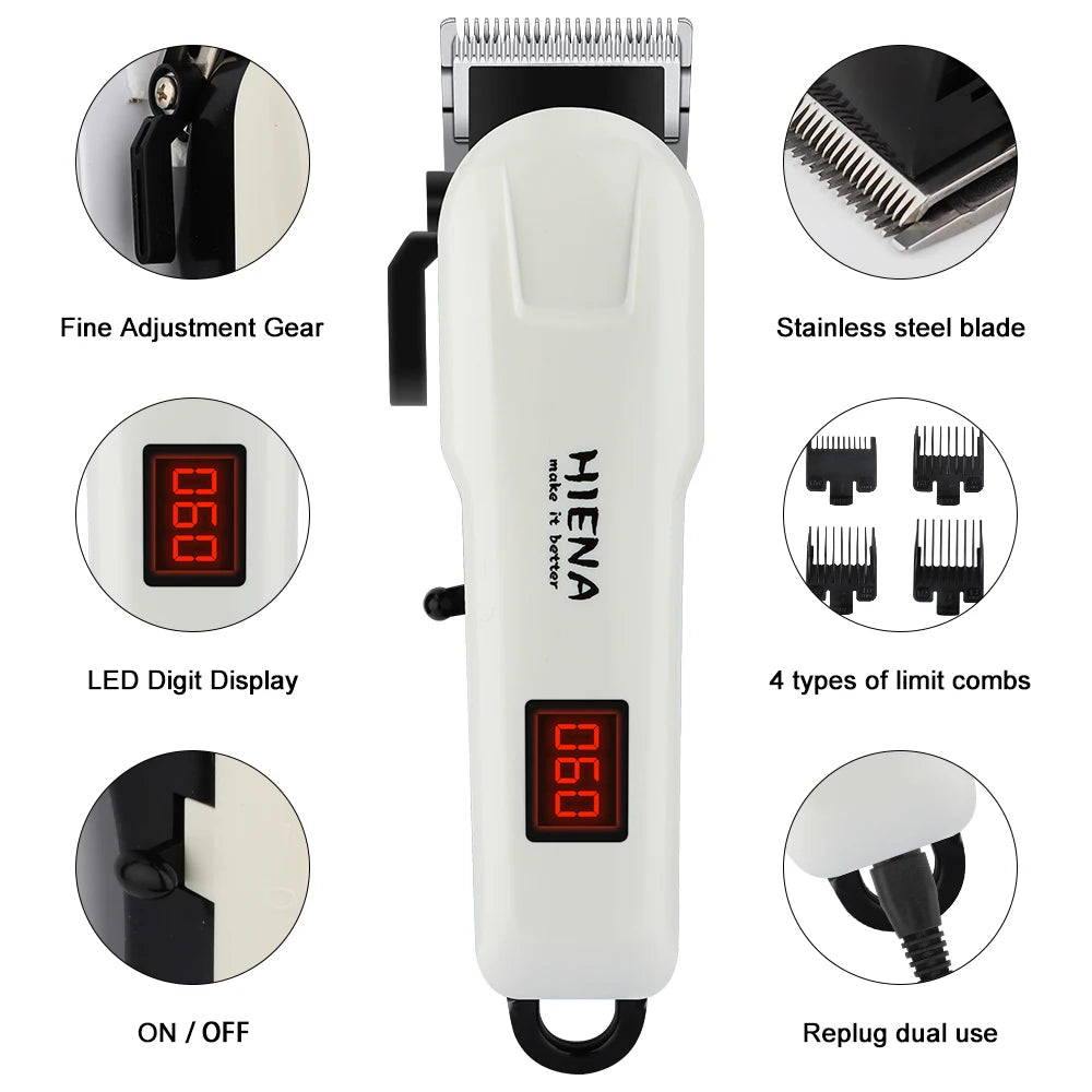 Hiena HYN-222 Electric Hair Clipper UBS Rechargeable Cordless Trimmer