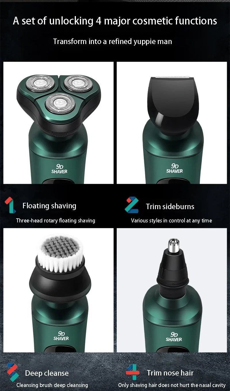 New Smart Electric Shaver LCD Digital Display Three-head Floating Razor