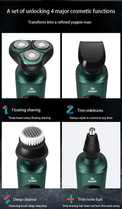 New Smart Electric Shaver LCD Digital Display Three-head Floating Razor