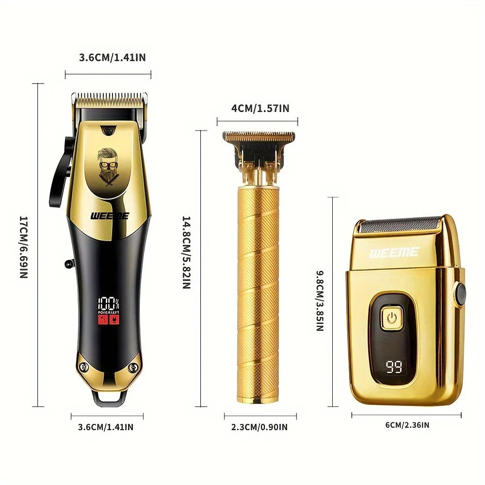 USB Rechargeable Hair Clippers for Men, Three-piece Set
