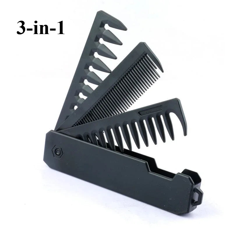 Multifunctional 3-in-1 Plastic Folding Pocket Combs