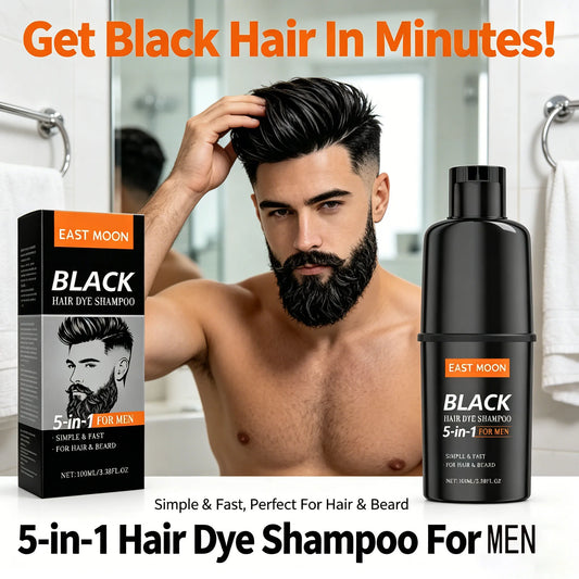 East Moon Men's Black Hair Dye Shampoo Fast Coloring