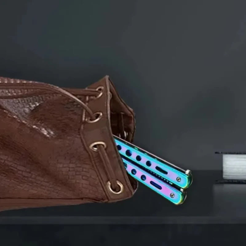 1PCS Foldable Comb Stainless Steel Butterfly Knife Comb