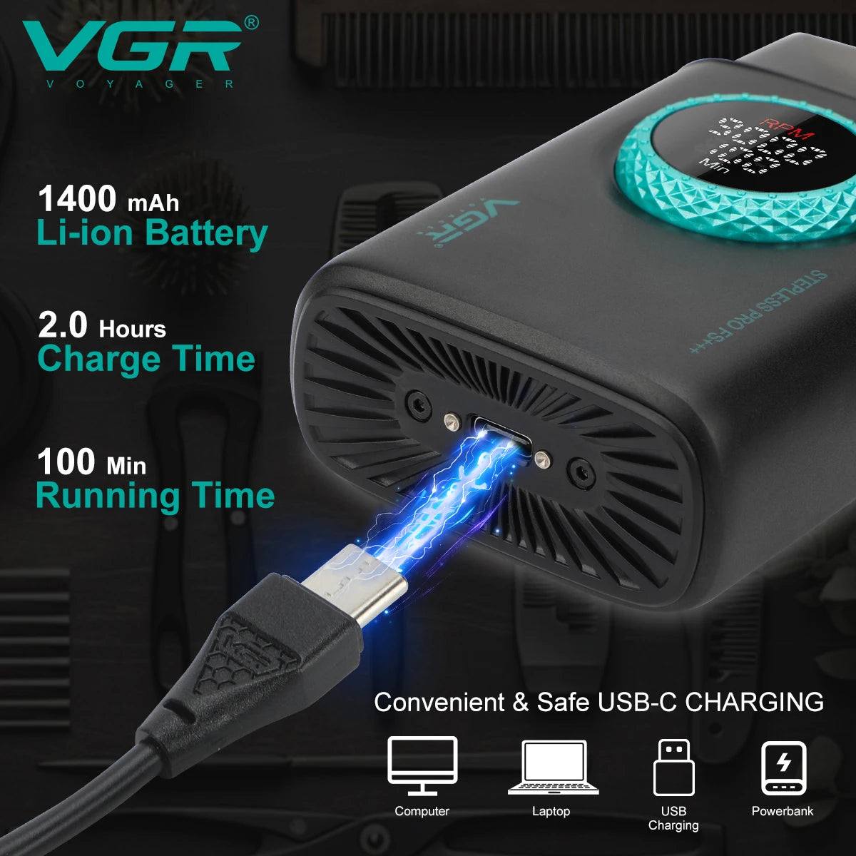 VGR high-end men's shaver alloy reciprocating V-378