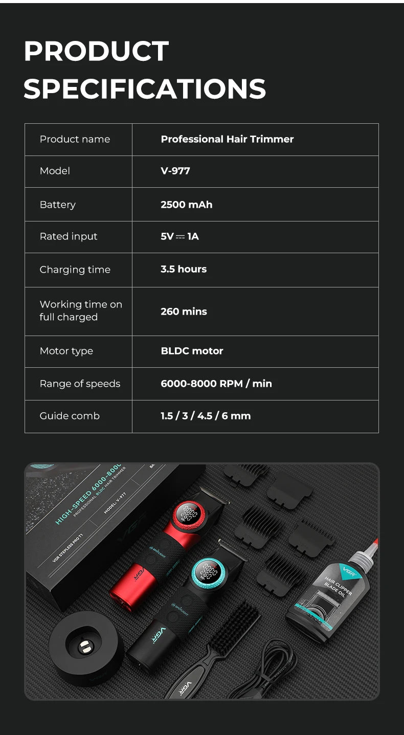 VGR 977 377 new hair trimming set high-end men's hair clipper