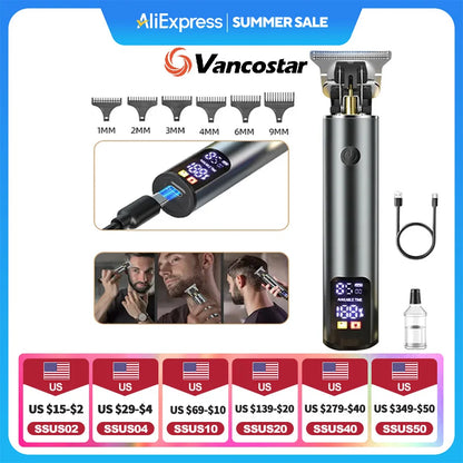 Rechargeable Hair Clipper with LCD Display Professional Hair Cut