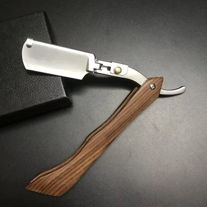 Stainless Steel Folding Shave Knife Handle Beard Straight Razor