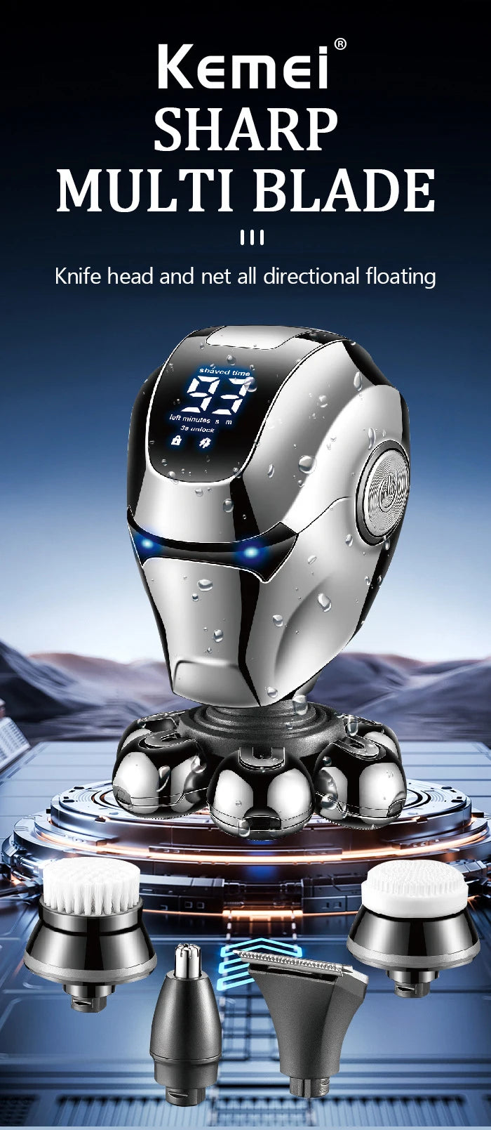 Kemei Head Electric Shavers For Bald Men Waterproof km-780