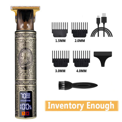 Electric Barber T9 Upgraded LCD Rechargeable Retro Oil Head