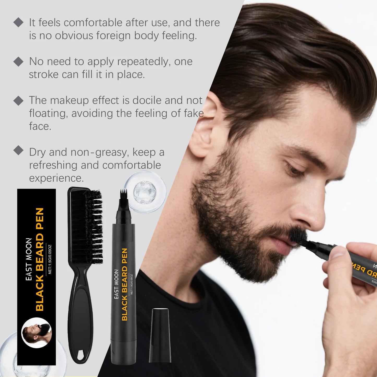 Instant Beard Filler Pen With Brush Comb Disposable Moustache