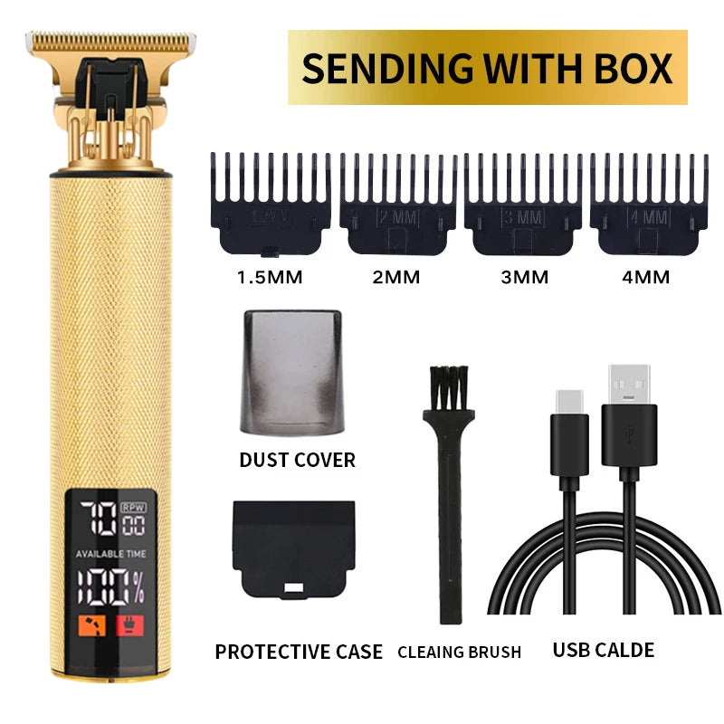 Electric Barber T9 Upgraded LCD Rechargeable Retro Oil Head