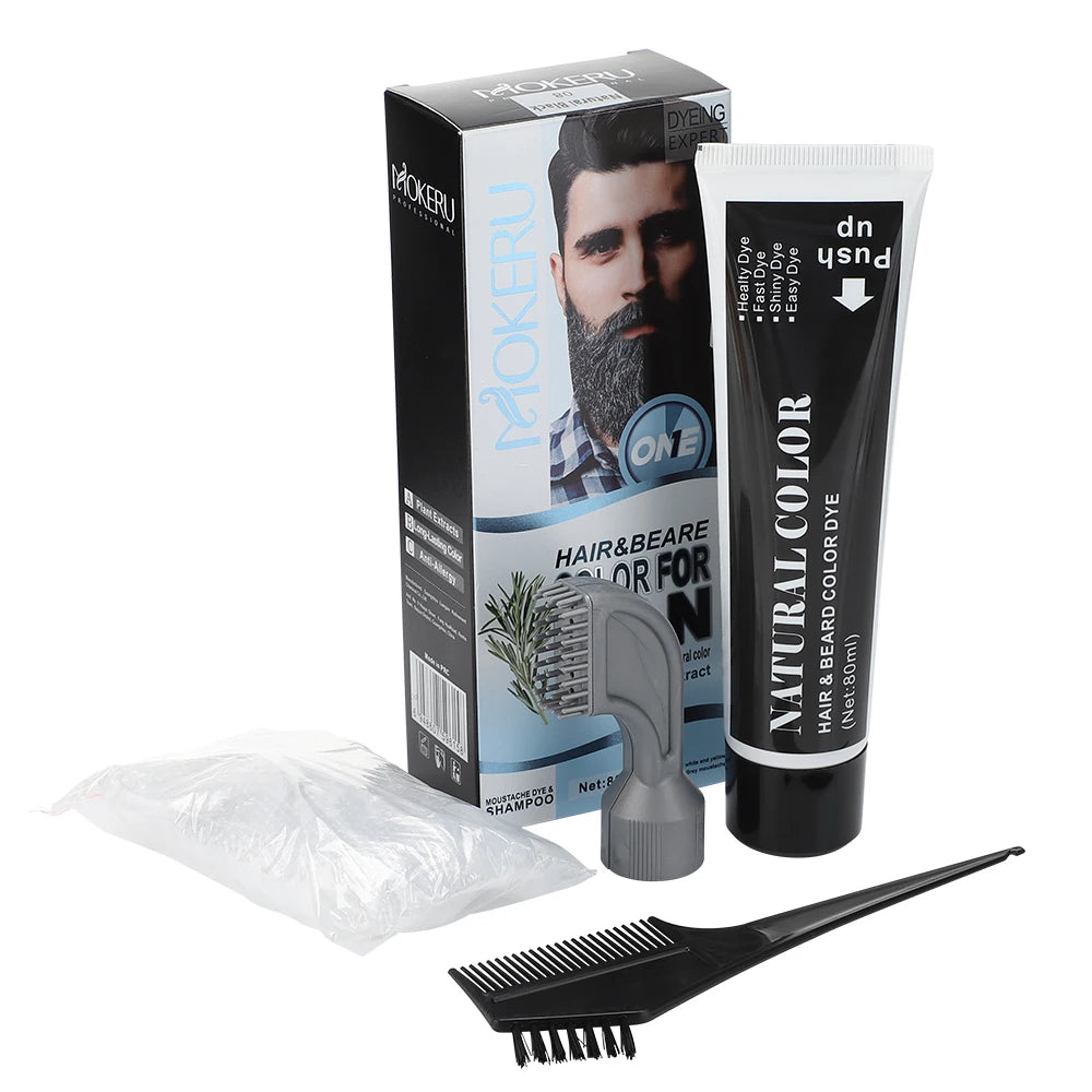 Beard and Hair Black Coloring Cream with Rosemary Extract