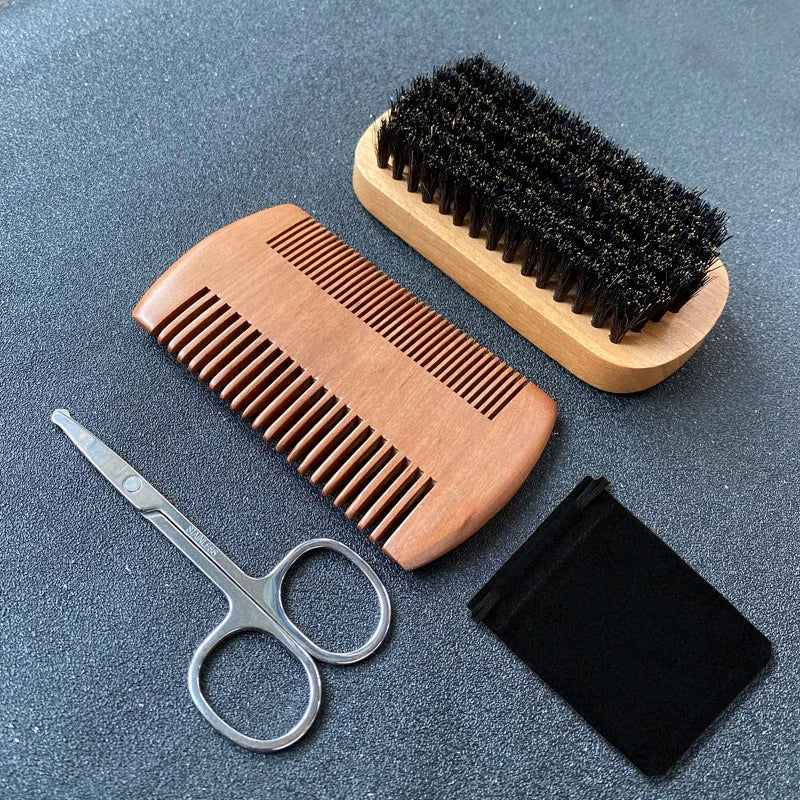 Men's beard grooming set beard brush bristle