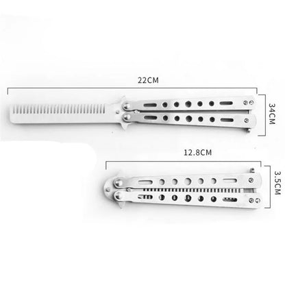 Stainless Steel Butterfly Comb Practice Training Beard Moustache