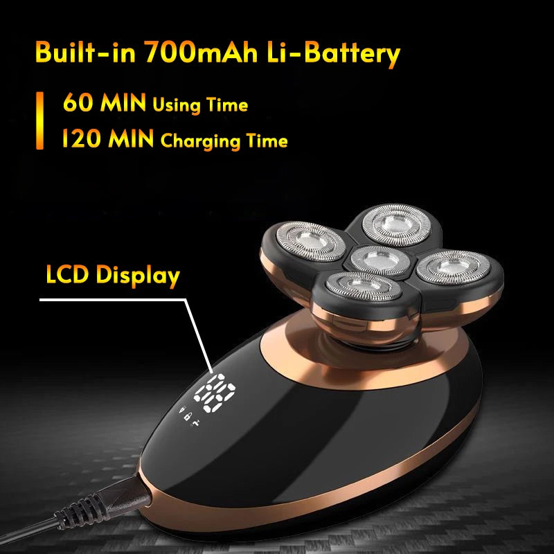 5 In 1 Electric Shaver For Men Bald Head Hair Clipper Nose Trimmer Razor