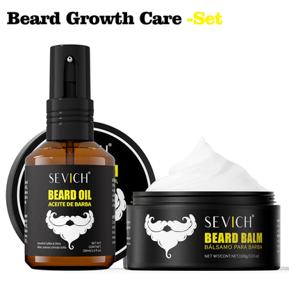 Men Beard Growth Kit Natural Beard Balm Wax and Oil