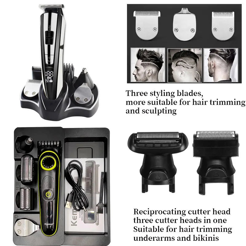 Kemei Electric Hair Clipper Beauty kit for Men Electric shaver beard trimmer