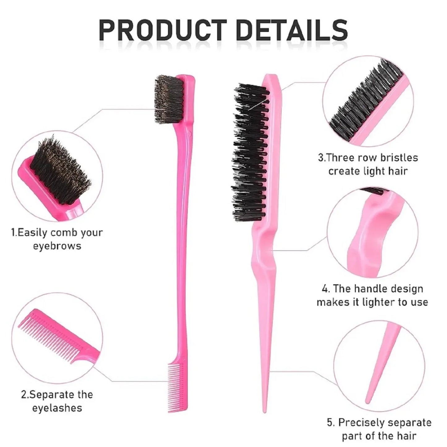 Slick Back Hair Brush Set Teasing Hair Comb