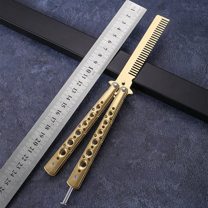 Foldable Comb Stainless Steel Practice Training Butterfly Comb