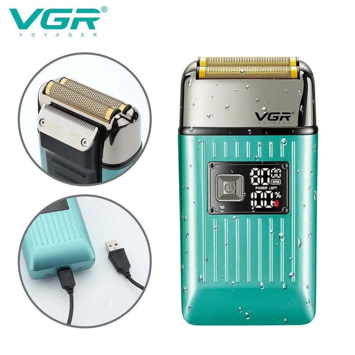 VGR V-357 reciprocating shaver alloy double blade deep cleaning shaver