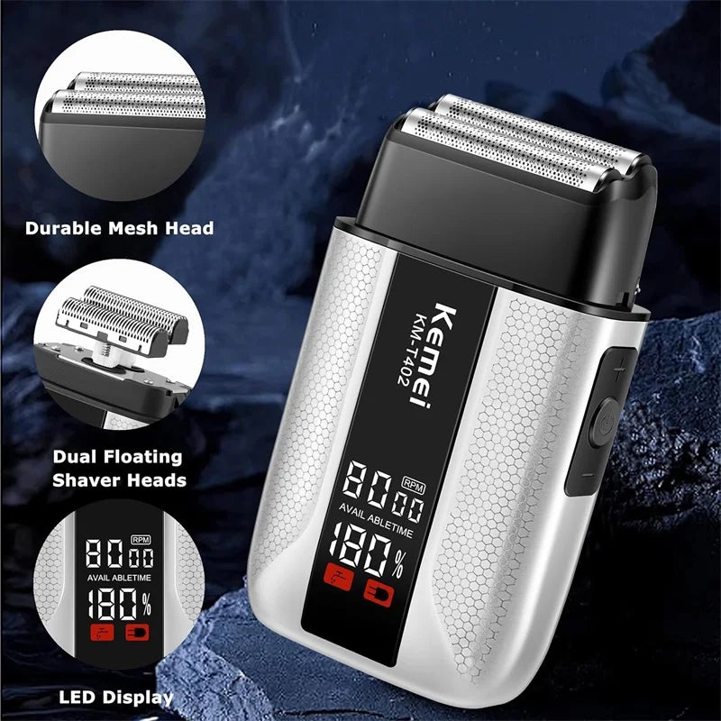 KEMEI T402 Professional Foil Shavers for Men IPX7 Waterproof