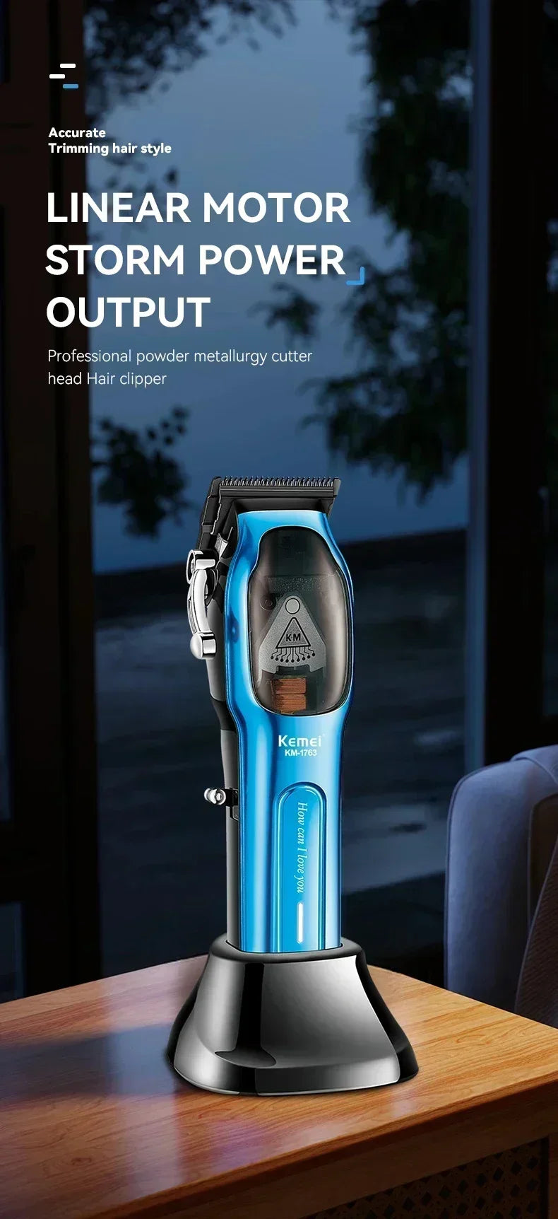 Kemei Km-1763 Fully Automatic Professional Men's Hair Clipper