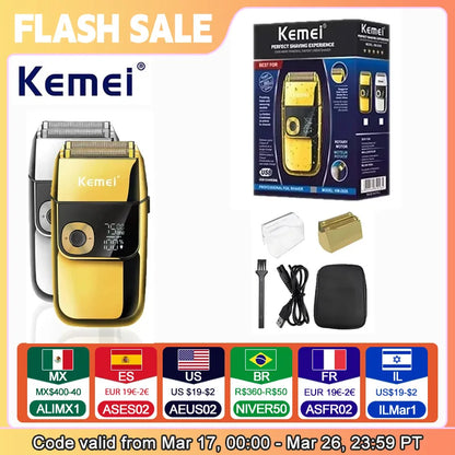 Kemei KM-2028 Men's Electric Metal Shaver LED Display Shavers