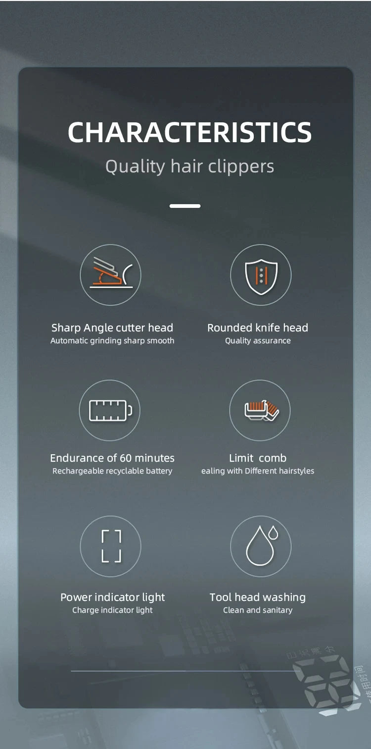 Kemei KM-418 Waterproof Hair Clipper Rechargeable Electric Trimmer