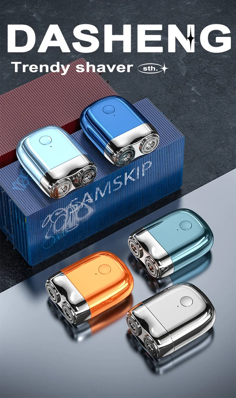 Magnetic Colorful Electric Shaver Double Floating Head Mini Beard Knife