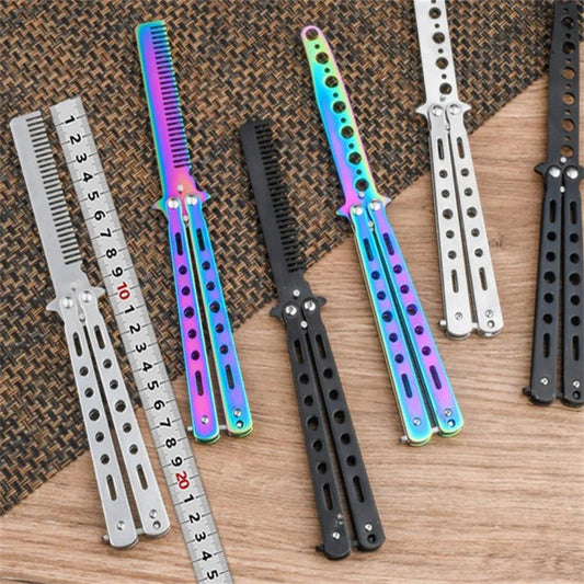 Stainless Steel Butterfly Comb Practice Training Beard Moustache