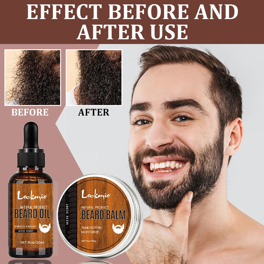 5 pieces Men's Beard Growth Care Kit Moisturizing Beard Set