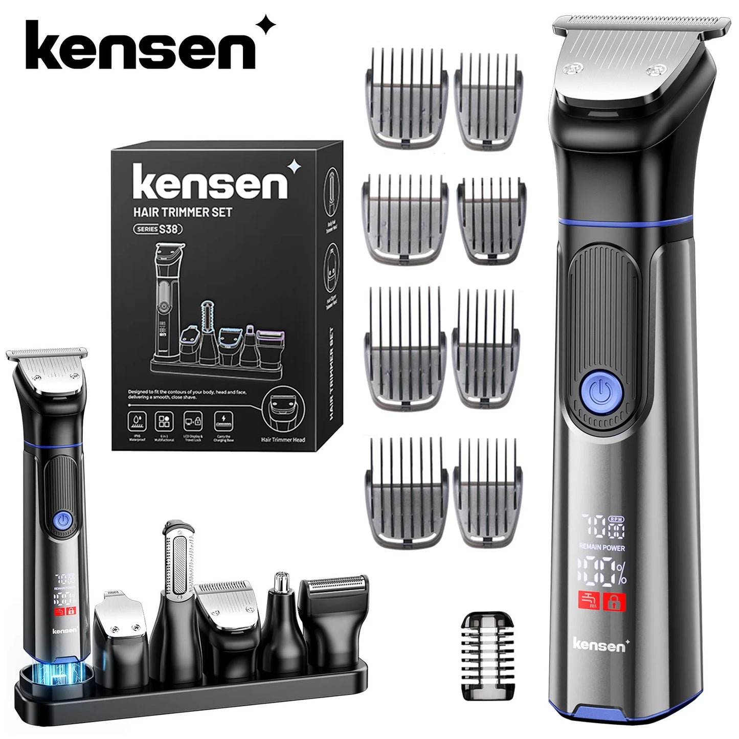 S38 Electric Hair Trimmer for Men 6 in 1 Body Hair Shaver