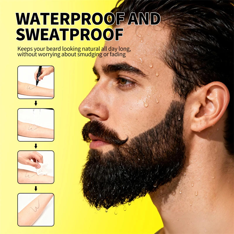 Double-headed Beard Filling Pen Black/Brown Waterproof