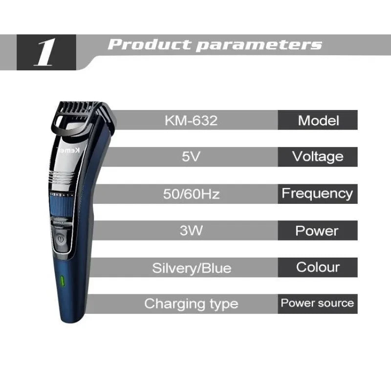 Kemei KM-632 Men Electric Shaver Professional Beard Trimmer