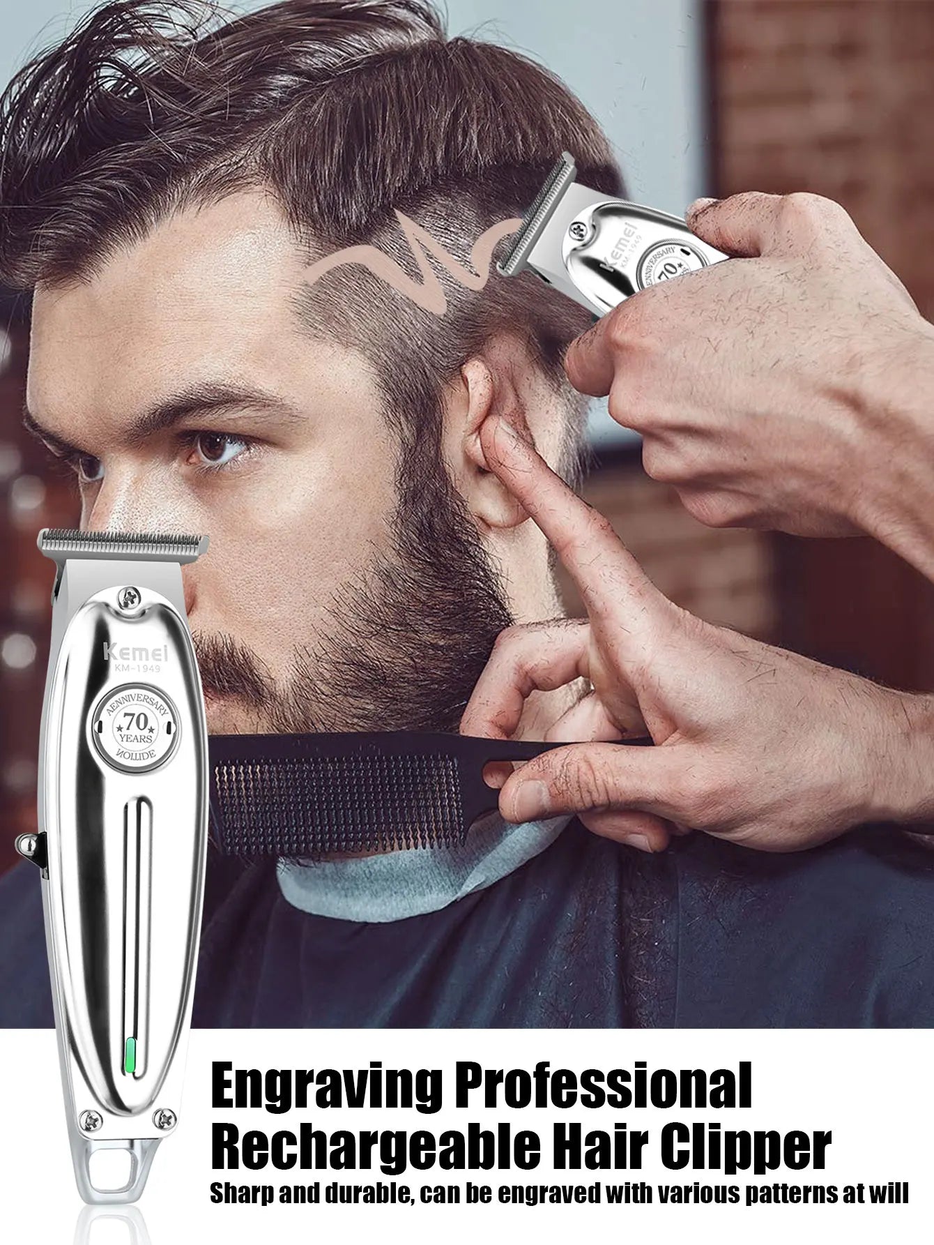 Kemei Professional Finishing Hair Clipper Kit Electric Cordless