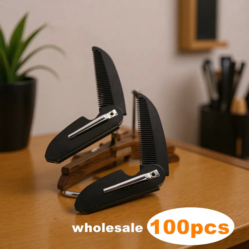 50/100pcs Portable Folding Beard Comb for Men Pocket-Sized