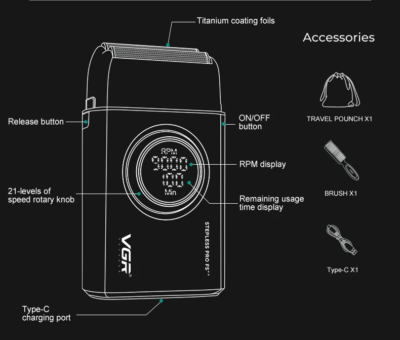 VGR Shaver Professional Shaver Electric Razor Beard Trimmer V-377
