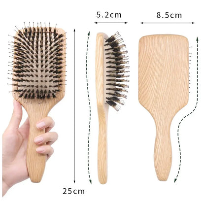 Boar Bristle Brush Wood Combs Scalp Massage
