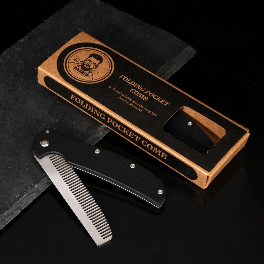 Metal Folding Beard Comb Dual-Purpose Hair & Mustache