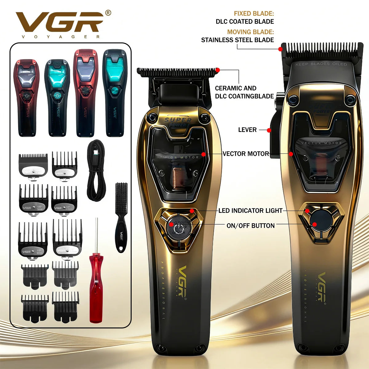 VGR Hair Trimmer Professional Clippers Cordless  V-668C V-668T