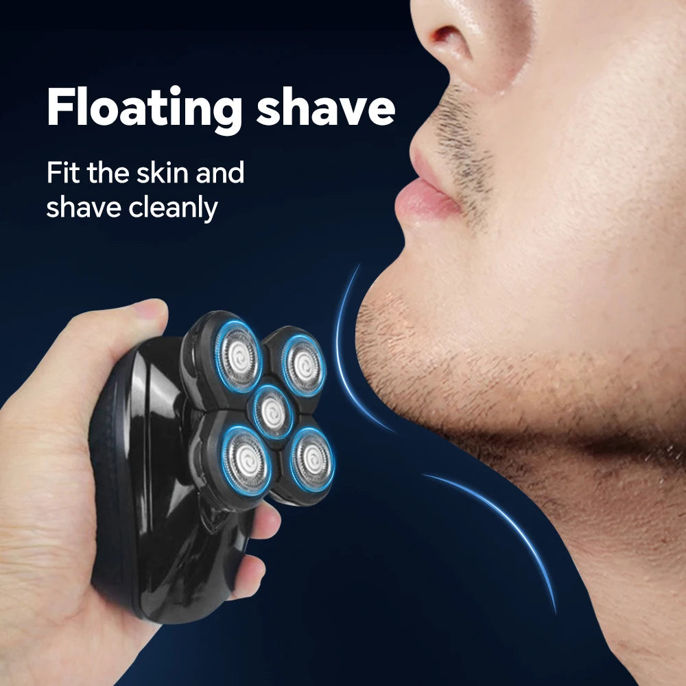 Men's electric shaver with 5 floating heads cordless shaver
